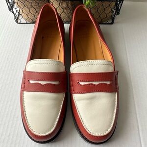 Sezane Red and White Leather Shoes size 6